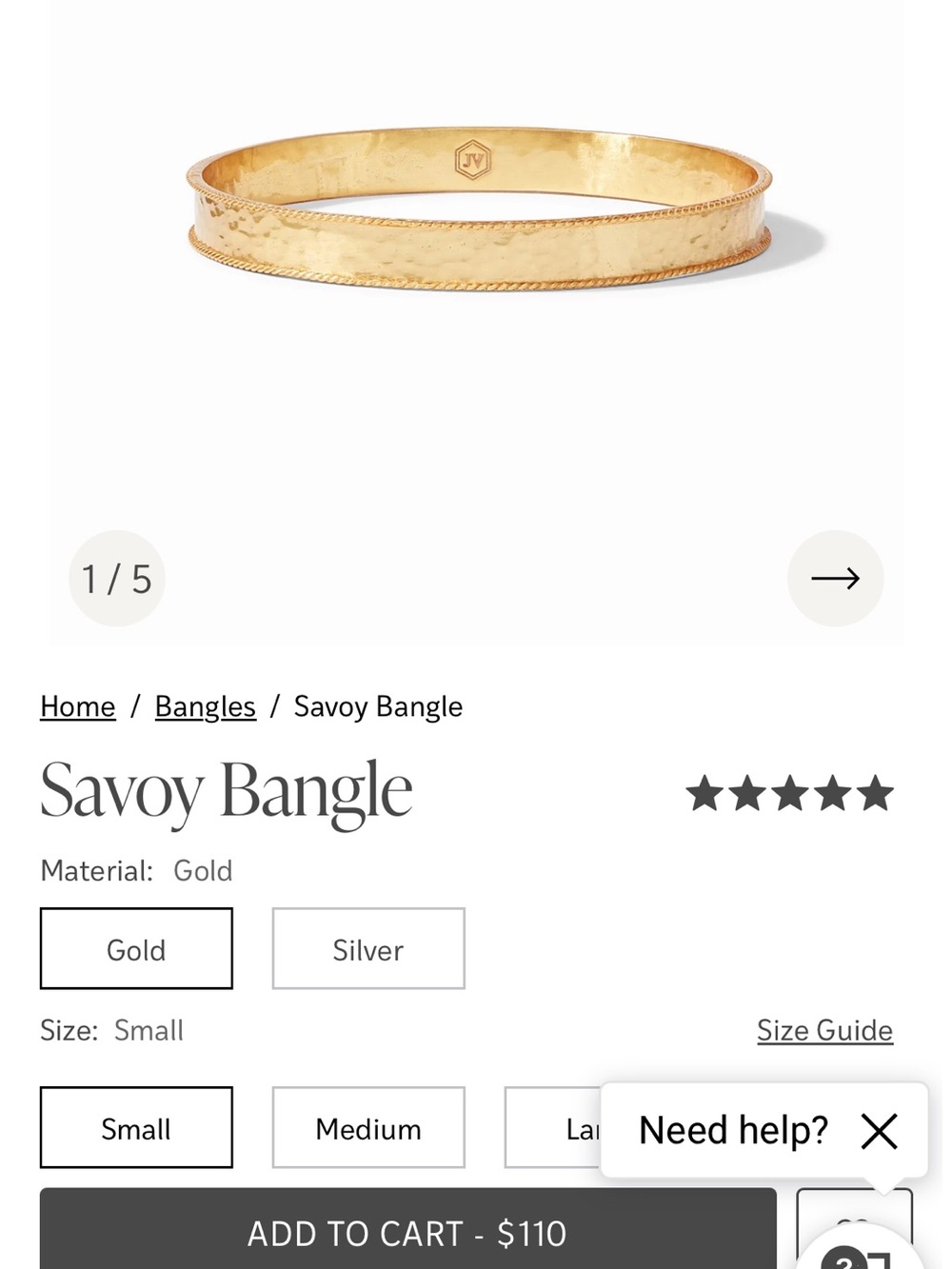 Julie Vos Savoy Gold Bangle